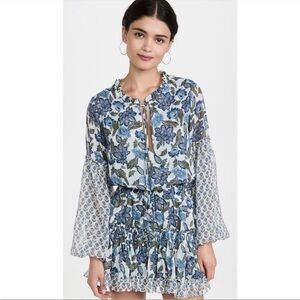 Misa blue floral Elisabetta mini dress